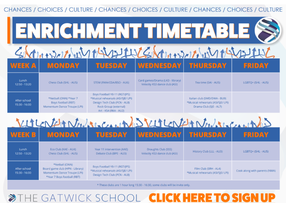 Enrichment Timetable